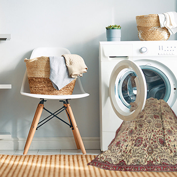 Machine Washable Traditional Sienna Brown Rug in a Washing Machine, wshtr4298