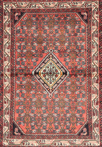 Machine Washable Traditional Brown Red Rug, wshtr429