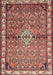 Machine Washable Traditional Brown Red Rug, wshtr429