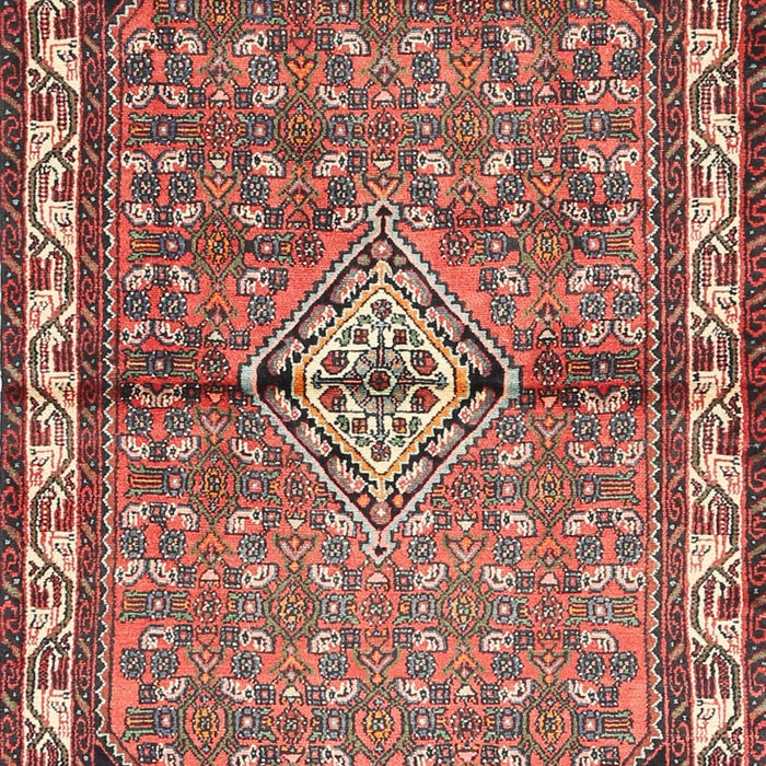 Machine Washable Traditional Brown Red Rug, wshtr429