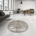 Round Machine Washable Traditional Khaki Green Rug in a Office, wshtr4300