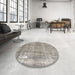 Round Traditional Khaki Green Persian Rug in a Office, tr4300