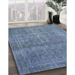 Machine Washable Traditional Azure Blue Rug in a Family Room, wshtr4305