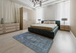 Traditional Light Slate Gray Persian Rug in a Bedroom, tr4306