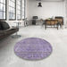 Round Traditional French Lilac Purple Persian Rug in a Office, tr4307