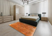 Machine Washable Traditional Orange Red Rug in a Bedroom, wshtr4309