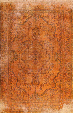 Machine Washable Traditional Orange Red Rug, wshtr4309