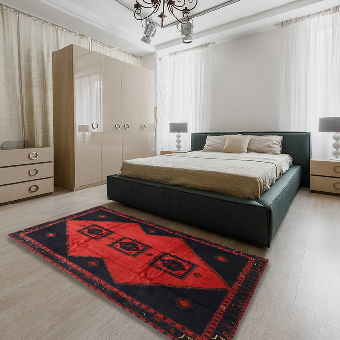 Machine Washable Traditional Charcoal Black Rug in a Bedroom, wshtr430