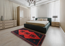 Traditional Charcoal Black Persian Rug in a Bedroom, tr430
