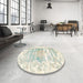 Round Traditional Gold Persian Rug in a Office, tr4311