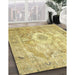 Machine Washable Traditional Chrome Gold Yellow Rug in a Family Room, wshtr4312
