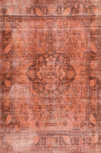 Machine Washable Traditional Coral Orange Rug, wshtr4315