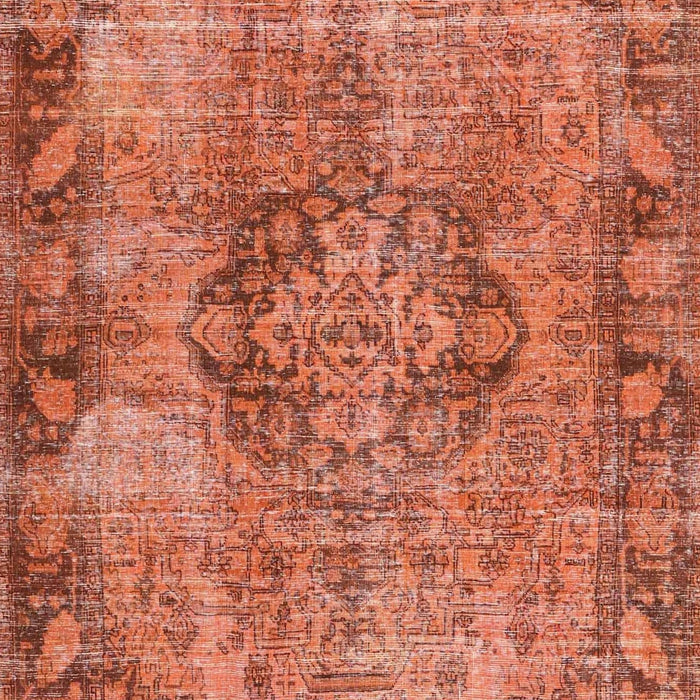 Machine Washable Traditional Coral Orange Rug, wshtr4315
