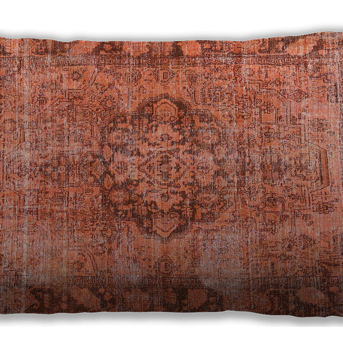 Traditional Classic Rectangular Coral Orange Lumbar Throw Pillow, 13 inch by 19 inch, lbtr4315