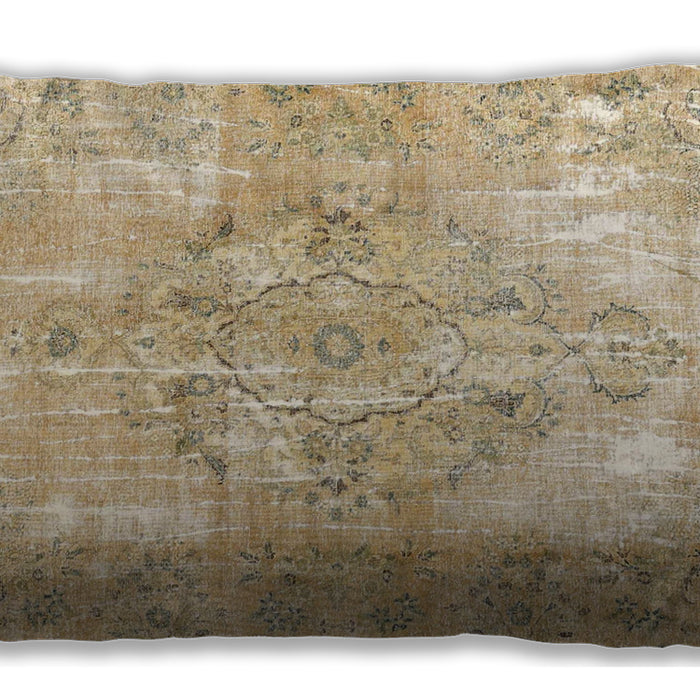Traditional Classic Rectangular Brown Gold Lumbar Throw Pillow, 13 inch by 19 inch, lbtr4316