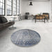 Round Traditional Dark Gray Persian Rug in a Office, tr4318