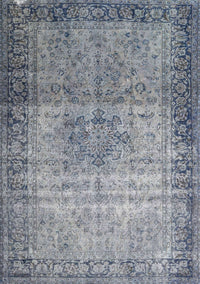 Machine Washable Traditional Dark Gray Rug, wshtr4318