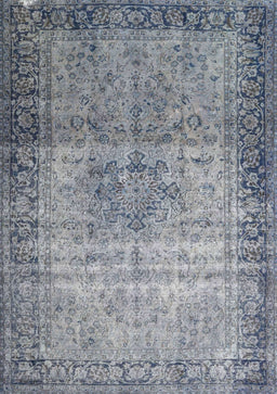 Machine Washable Traditional Dark Gray Rug, wshtr4318
