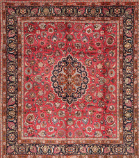 Machine Washable Traditional Copper Red Pink Rug, wshtr431