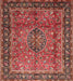 Machine Washable Traditional Copper Red Pink Rug, wshtr431