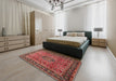 Machine Washable Traditional Copper Red Pink Rug in a Bedroom, wshtr431