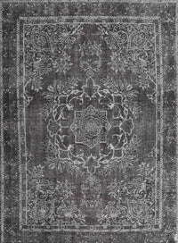 Machine Washable Traditional Gunmetal Gray Rug, wshtr4320