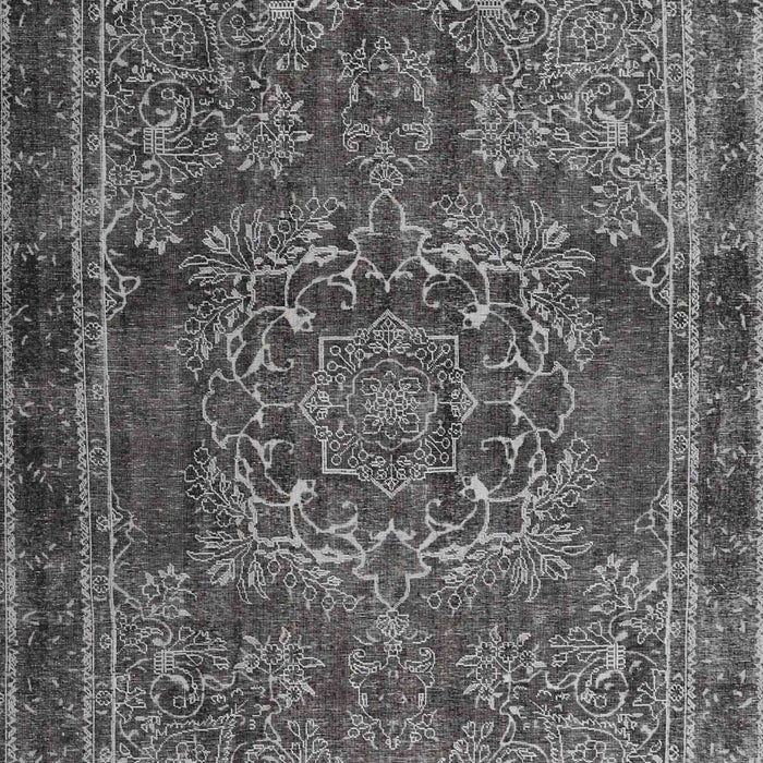 Machine Washable Traditional Gunmetal Gray Rug, wshtr4320