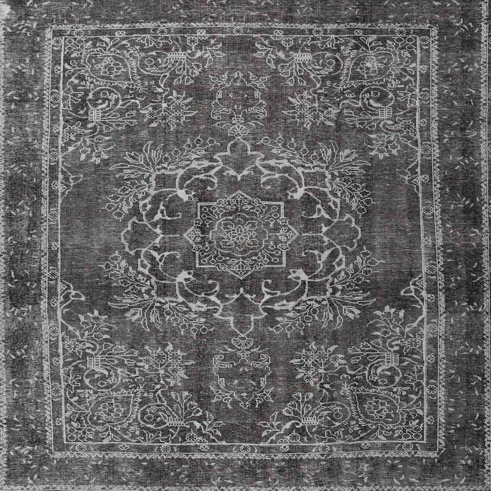 Round Machine Washable Traditional Gunmetal Gray Rug, wshtr4320
