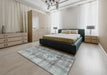 Machine Washable Traditional Grey Gray Rug in a Bedroom, wshtr4322