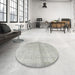 Round Traditional Dark Gray Persian Rug in a Office, tr4323