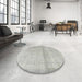 Round Machine Washable Traditional Dark Gray Rug in a Office, wshtr4323
