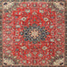 Square Traditional Camel Brown Medallion Rug, tr4325