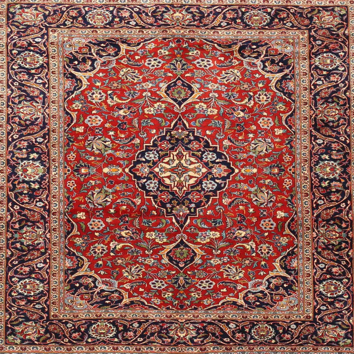 Square Traditional Saffron Red Medallion Rug, tr4326