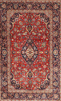 Machine Washable Traditional Saffron Red Rug, wshtr4326