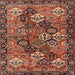 Square Traditional Saffron Red Persian Rug, tr4328