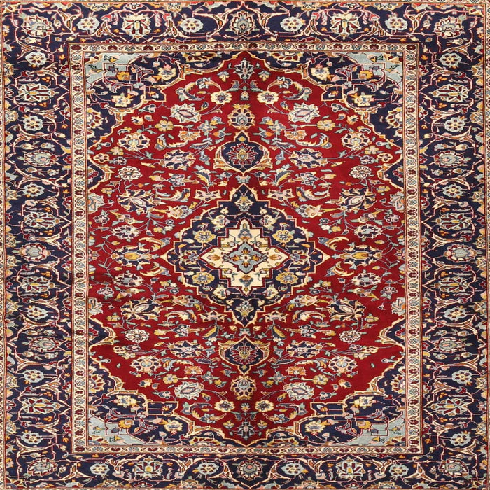Square Traditional Saffron Red Medallion Rug, tr4331
