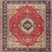 Round Machine Washable Traditional Fire Brick Red Rug, wshtr4333