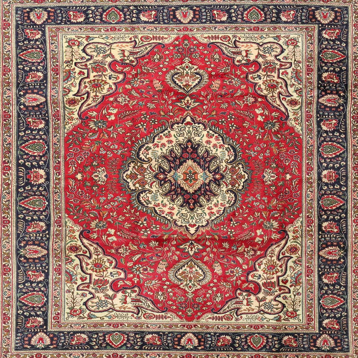 Square Traditional Fire Brick Red Persian Rug, tr4333