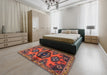Machine Washable Traditional Rust Pink Rug in a Bedroom, wshtr4334