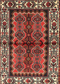 Machine Washable Traditional Saffron Red Rug, wshtr4335