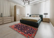 Machine Washable Traditional Saffron Red Rug in a Bedroom, wshtr4336