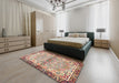 Machine Washable Traditional Cherry Red Rug in a Bedroom, wshtr4337