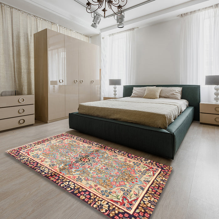 Machine Washable Traditional Cherry Red Rug in a Bedroom, wshtr4337