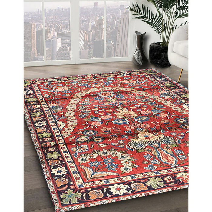 Traditional Camel Brown Persian Rug in Family Room, tr4338