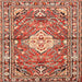 Round Machine Washable Traditional Sandy Brown Rug, wshtr4340