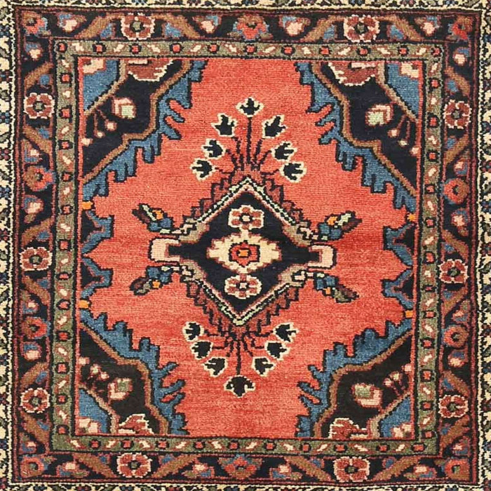 Square Traditional Orange Salmon Pink Medallion Rug, tr4341