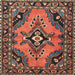 Square Traditional Orange Salmon Pink Medallion Rug, tr4341