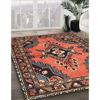 Traditional Orange Salmon Pink Medallion Rug, tr4341