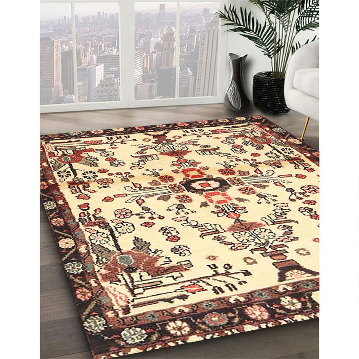 Machine Washable Traditional Dark Sienna Brown Rug in a Family Room, wshtr4343