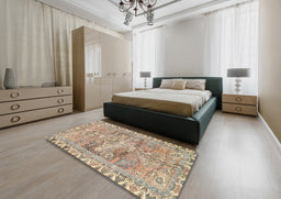 Traditional Brown Persian Rug in a Bedroom, tr4345